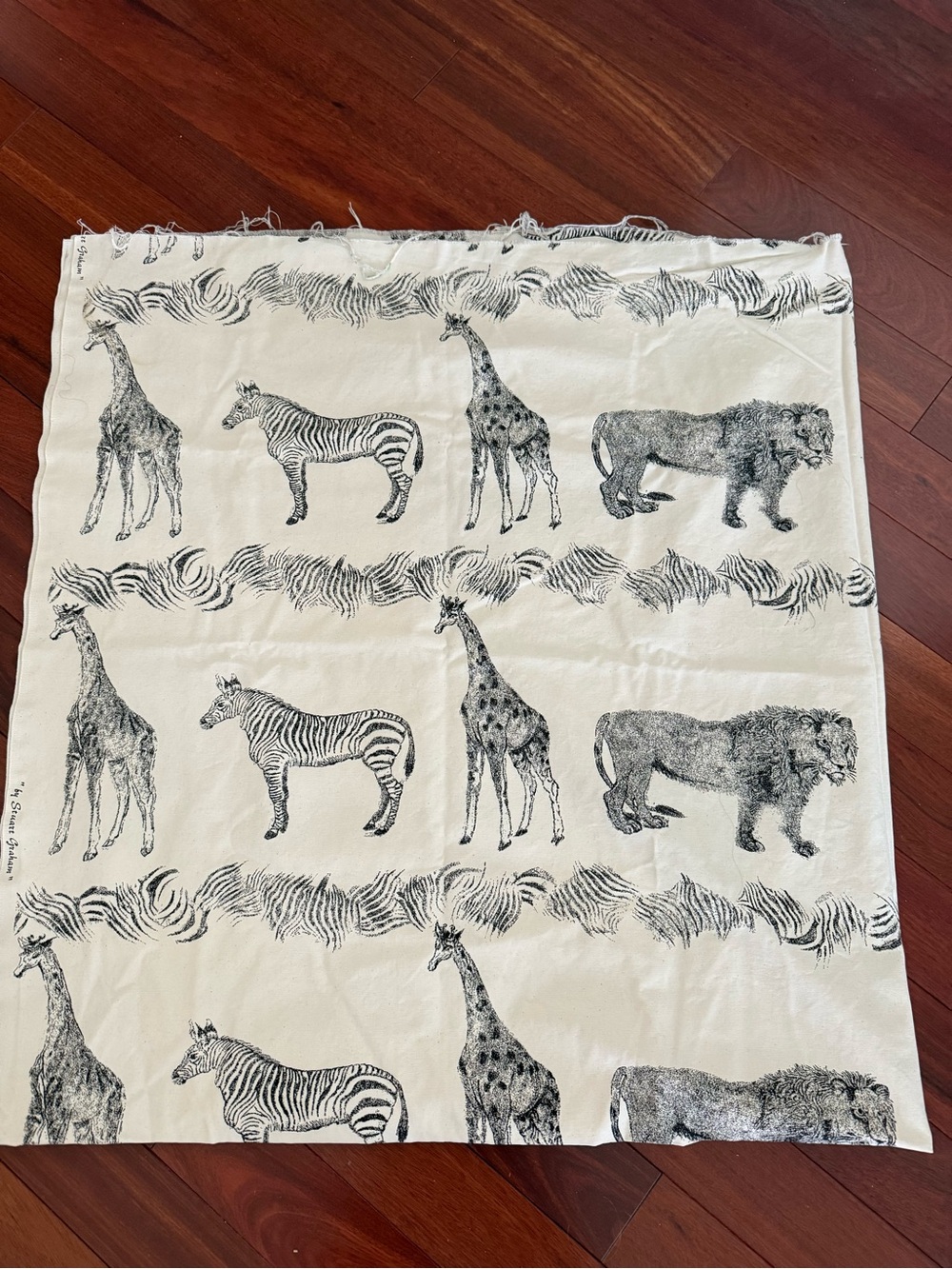 Fabric Safari Zebra Giraffe Lion Zoo Animals Cotton designed By Stuart Graham